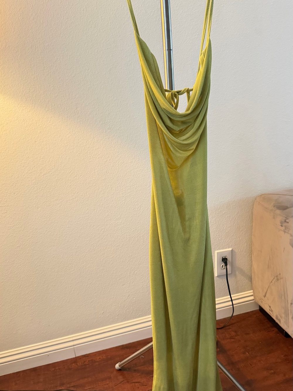 SHEIN Lime Green Cowl Neck Maxi Dress